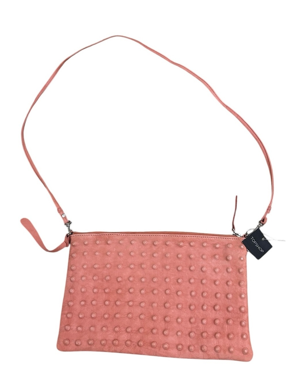 NWT Topshop salmon Pink textured Leather Crossbody Bag